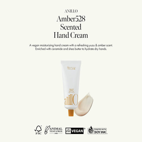 ANILLO Amber528 Scented Hand Cream – Vegan Moisturizer with Yuzu Extract, Hinoki Cypress Oil, Shea Butter & Ceramide – Amber Scent, Paraben-Free, 1.69 fl. oz - Image 2