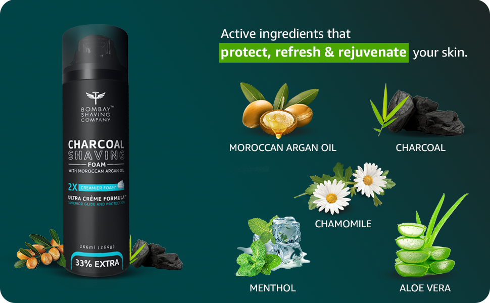 Bombay Shaving Company Charcoal Shaving Foam with Moroccan Argan Oil - 266ml - 3