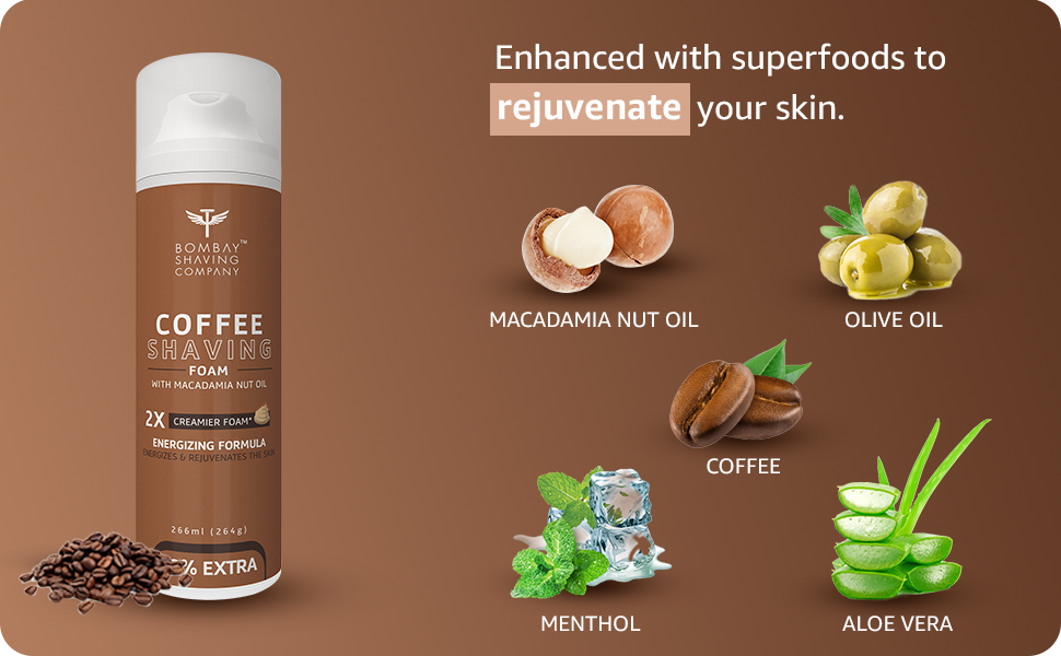 Bombay Shaving Company Coffee Shaving Foam with Macadamia & Olive - 266 ml - 3