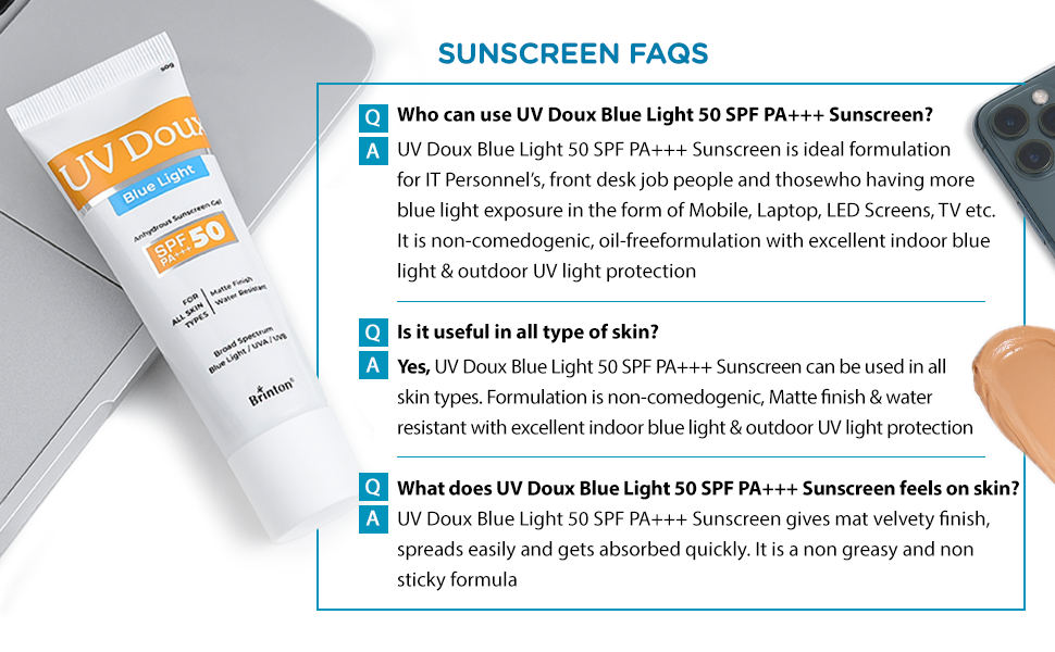Brinton UV DOUX Blue Sunscreen Gel - 50gm - 5