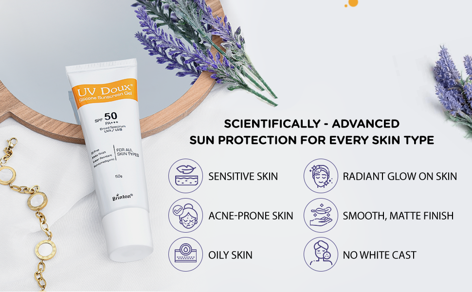 Brinton UV Doux Face & Body Sunscreen Gel SPF 50 PA+++, 100g - 4