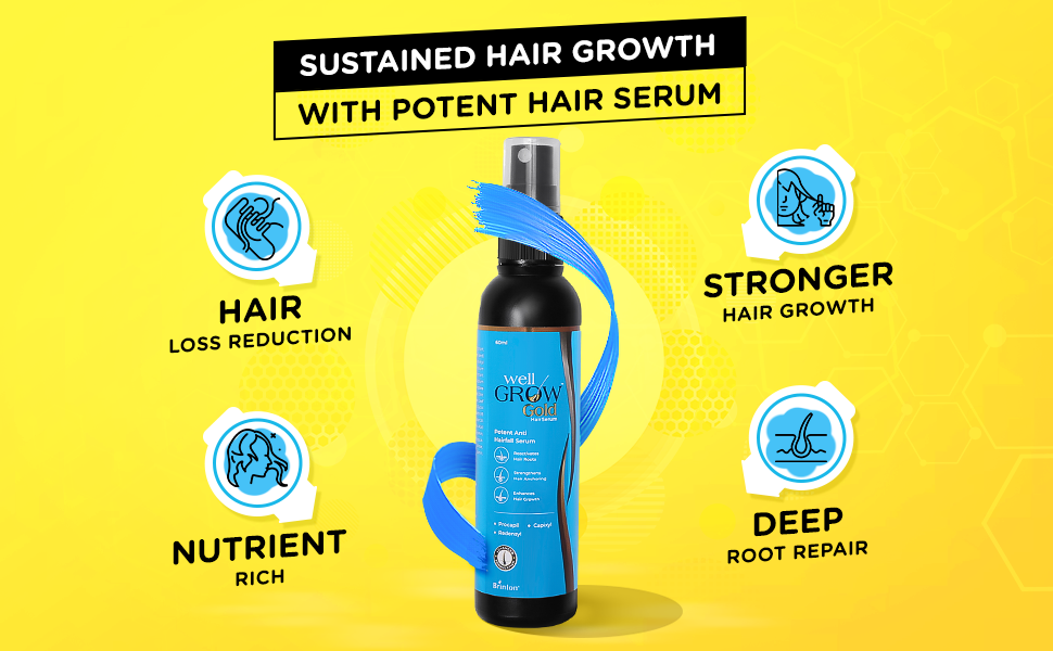 Brinton Wellgrow Gold Hair Serum - Hair Growth & Loss Solution - 30ML - 5