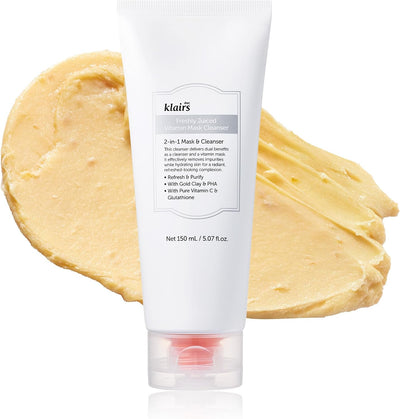DearKlairs Freshly Juiced Vitamin Clay Mask & Cleanser, Deep Pore Cleansing, Radiant Clear Skin, with Glutathione, Mandarin Peel Powder, PHA and Niacinamide (150 ml, 1 Piece)