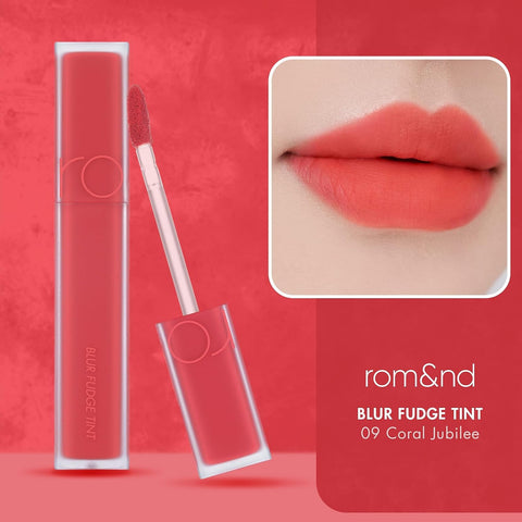 rom&nd Blur Fudge Tint | Velvety Matte Lip Stain | 09 Coral Jubilee | 5g - Image 3
