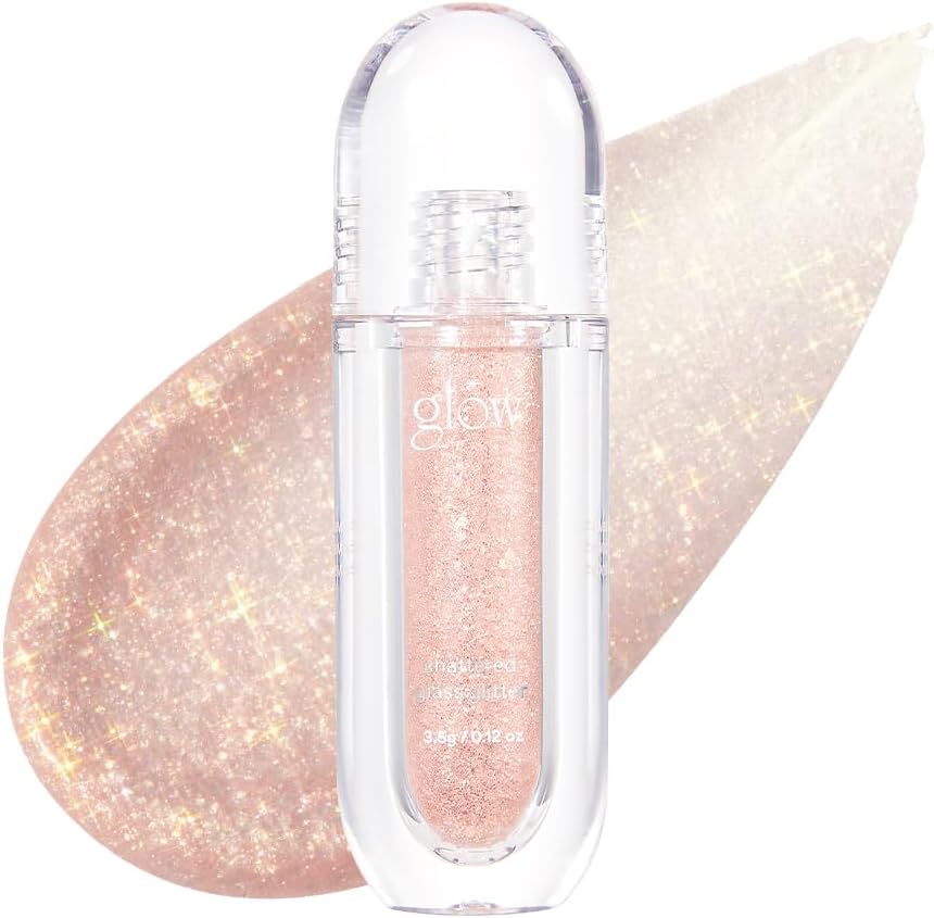 glow shattered glass glitter, metallic shimmer, long-lasting, multidimensional sparkle, smooth liquid formula, precision applicator, 3.5g (pleasures)
