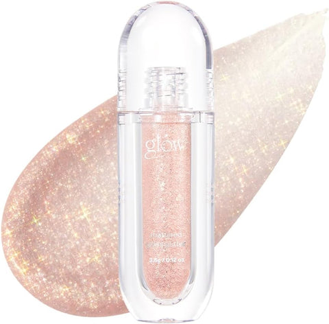 glow shattered glass glitter, metallic shimmer, long-lasting, multidimensional sparkle, smooth liquid formula, precision applicator, 3.5g (pleasures)