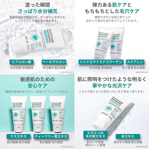 APLB Glutathione Niacinamide Sunscreen SPF 50 | LIPO GLUTA NIAC CEN™ 1.35 FL.OZ/Korean Skincare, Protects & Soothes, Sensitive Skin - Image 9