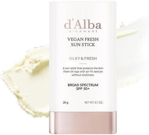 d'Alba Air Fit Fresh Sun Stick for Face & Body, Lightweight “No White-Cast” SPF50+ Protection for All Skin Types, Easy and Hygienic Application, Vegan-Certified, Non-Sticky Finish 20g