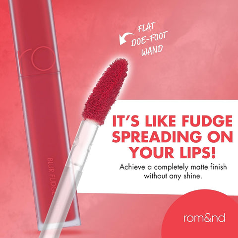 rom&nd Blur Fudge Tint | 10 FUDGE RED | Velvety Matte Lip & Cheek Stain | Non-Drying, Long-Lasting K-Beauty Lip Color 5g - Image 6