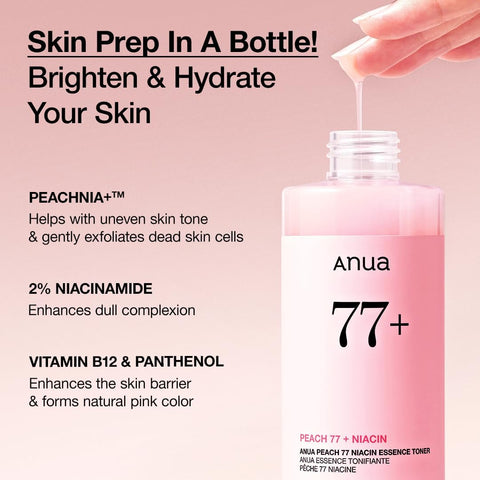 ANUA Peach 77 Niacin Essence Toner, Facial Toner for Glass Skin, Niacinamide, Panthenol, Ceramides, Korean Skin Care, Facial Toner for Glass Skin, 250ml/8.45 fl.oz. - Image 4