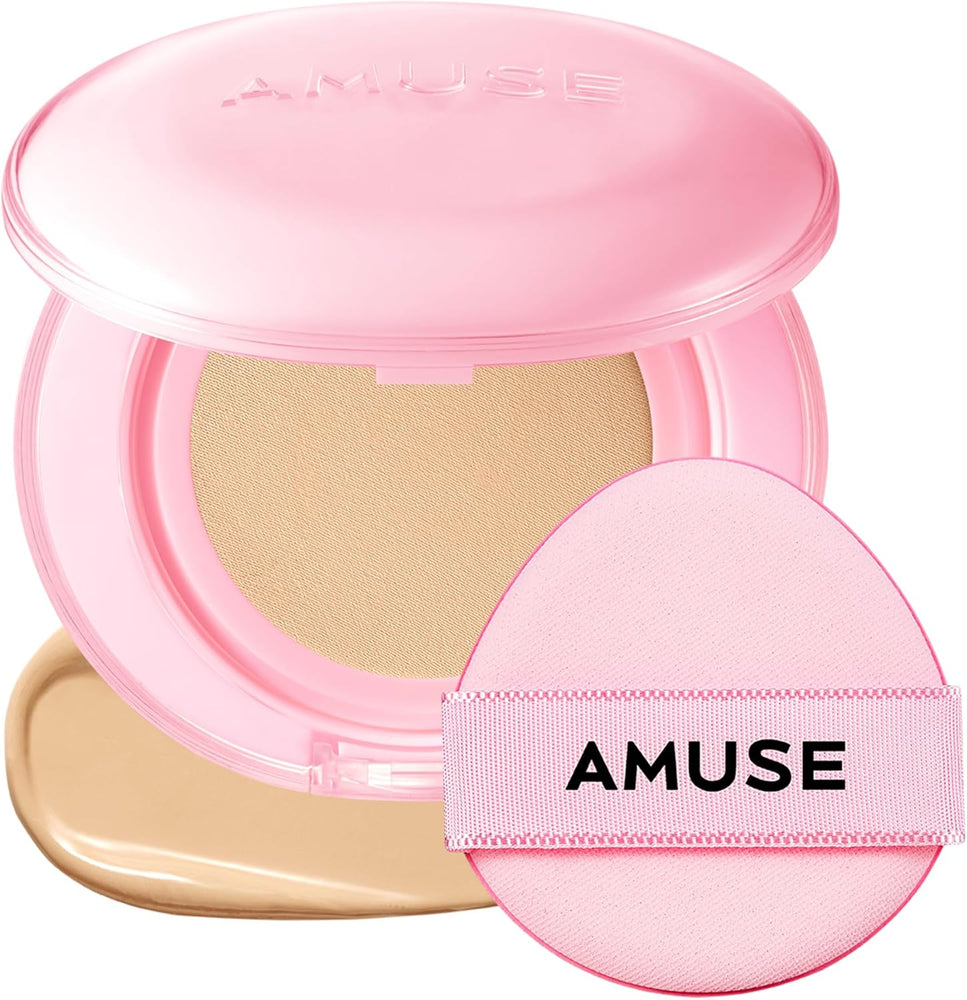 AMUSE Dew Power Vegan Cushion Foundation (02 HEALTHY) | beige | Dewy, Glow, Long-lasting, Double Coverage, Clean Beauty, Lightweight, Natural Look, Hydrating Cushion, Korean Make Up