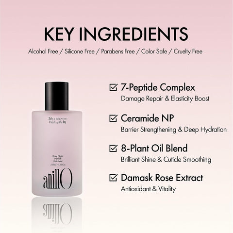 Rosy Night Vegan Hair Perfume Long-Lasting Floral Musky Scented with Damask Rose Extract, Rosehip Oil, Peptide Complex for All Hair Type, Free of Silicone & Parabens 100ml / 3.38 fl. Oz - Image 3