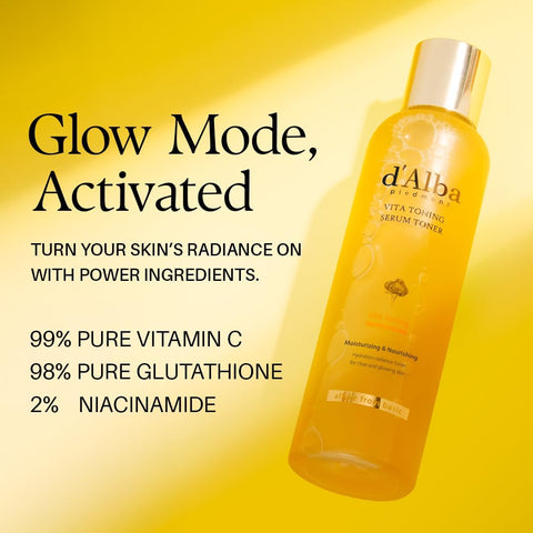 d'Alba Vita Toning Brightening Serum Toner Glow-Boosting Vitamin Toner with White Truffle, Niacinamide & Glutathione for Bright, Even Skin Tone, Moisturizing, Vegan formula 180ml - Image 4