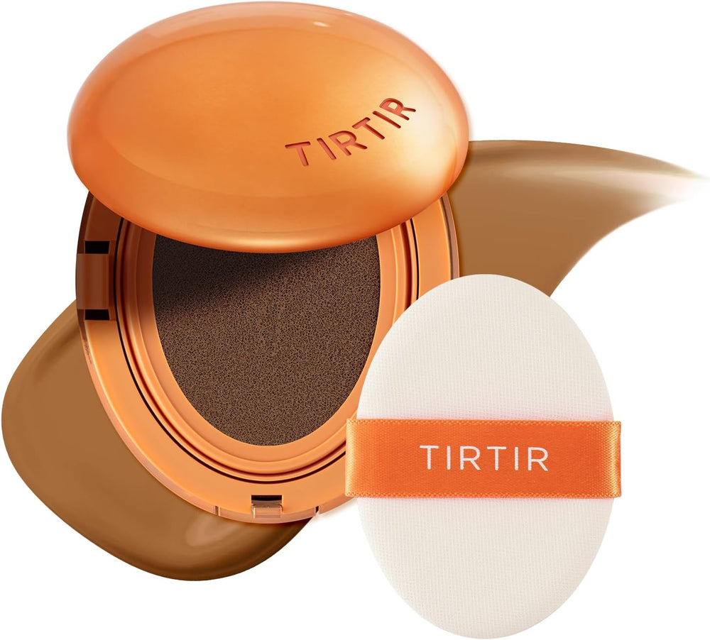 TIRTIR Mask Fit Ai Filter Cushion Foundation | AI-Like Semi-Matte Finish - Up to 72-Hour Medium to Full Coverage Korean BB Cushion Make up Beauty, #39W Caramel, 0.63 Fl Oz