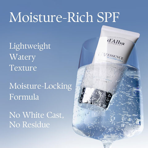 d'Alba Waterfull Essence Lightweight Sunscreen SPF50+ PA++++ UVA & UVB Protection, 24 hours moisturizing, Anti-aging effect 50ml - Image 5