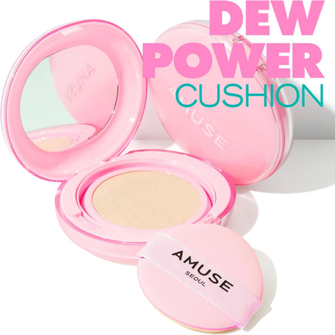 AMUSE Dew Power Vegan Cushion Foundation (01 PURE) | clear pink beige | Dewy, Glow, Long-lasting, Double Coverage, Clean Beauty, Lightweight, Natural Look, Hydrating Cushion, Korean Make Up - Image 2