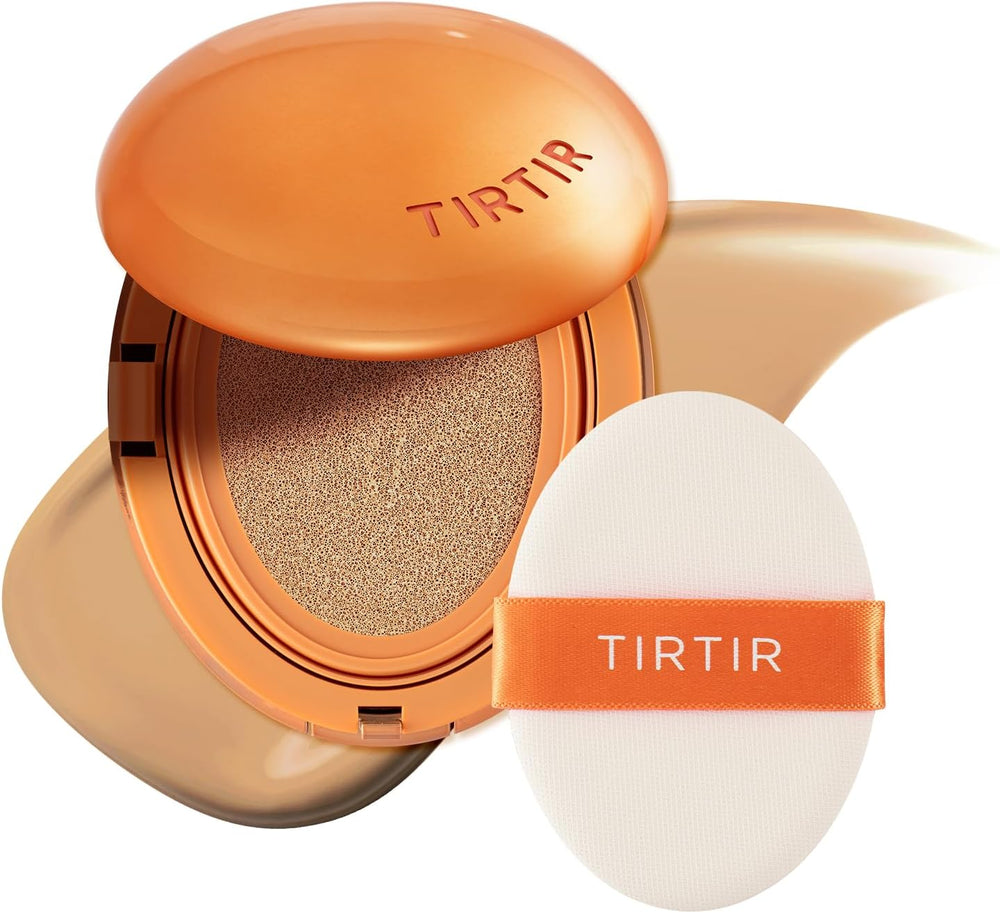 TIRTIR Mask Fit Ai Filter Cushion Foundation | AI-Like Semi-Matte Finish - Up to 72-Hour Medium to Full Coverage Korean BB Cushion Make up Beauty, #27N Camel, 0.63 Fl Oz