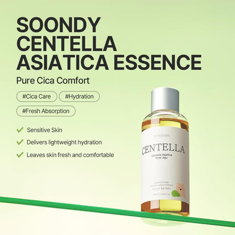 mixsoon Soondy Centella Asiatica Essence - Balancing and Hydrating for Face, Jeju Island Cica Extracts, Gentle Formula for Balanced, Healthy Skin 100ml Korean Glass Skin Care - Image 2
