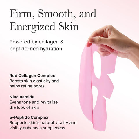 ARENCIA Red Collagen Jello Mask, Plump & Hydrating x 4ea, Overnight Hydrogel Mask for Dry, Mature Skin, Packed with Collagen, 5 Peptides, 2% Niacinamide - Image 4