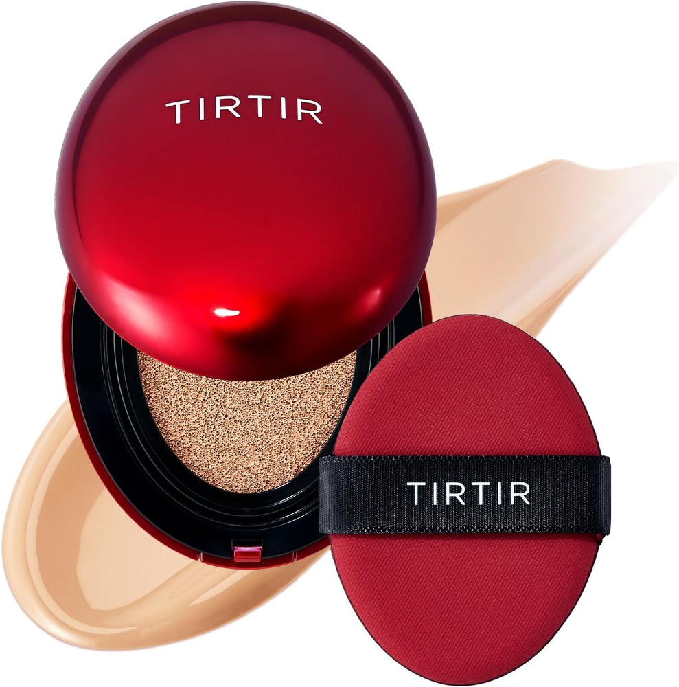 TIRTIR Mask Fit Red Cushion Foundation | Japan's No.1 Choice for Glass skin, Long-Lasting, Lightweight, Buildable Coverage, Semi-Matte (22N Shell Beige, 18g (Pack of 1))