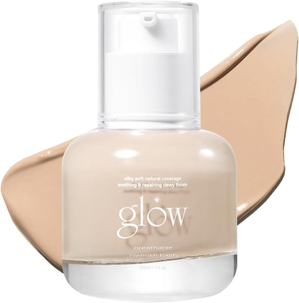 glow breathable blemish balm #one, medium-coverage bb cream and tinted moisturizer, skincare-like finish with green tea leaf water infusion, healthy radiant non-comedogenic, 30ml