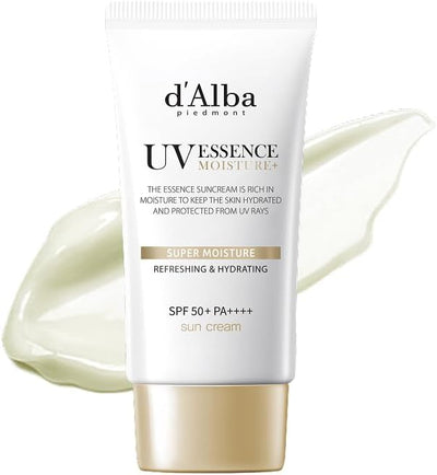 d'Alba Super Moisture Essence Hydrating & Soothing SPF50+ PA++++ Sunscreen, 100-Hour Moisturizing, 50% Centella Asiatica Leaf Water, UVA & UVB Protection, Vegan formula 50ml