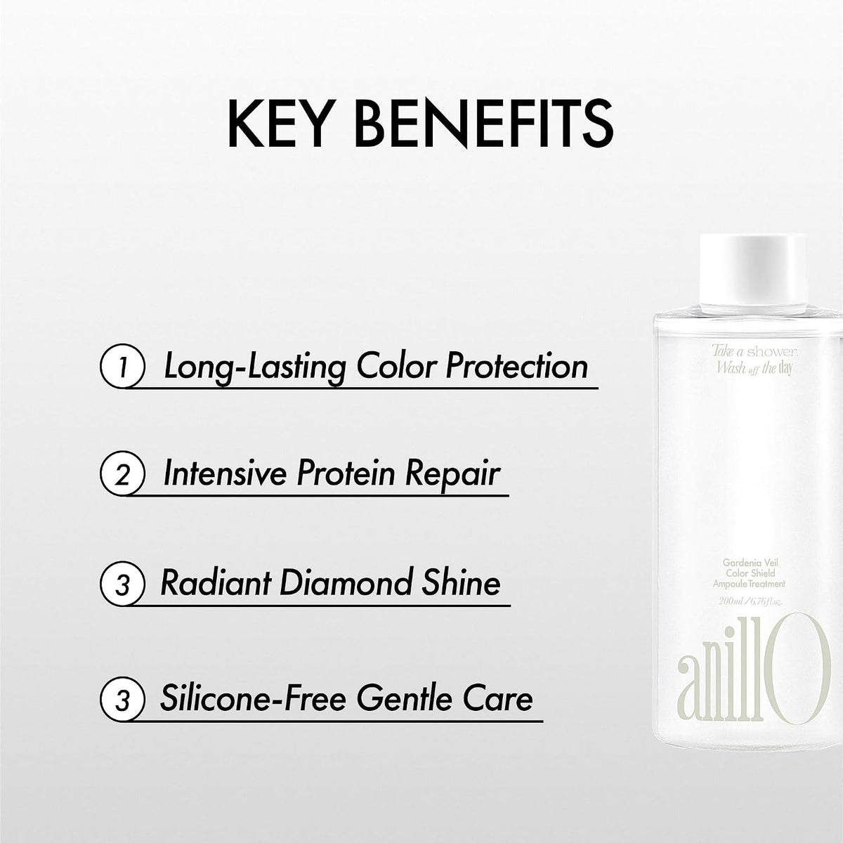 ANILLO Gardenia Veil Color Shield Ampoule Treatment – Shine-Boosting Hair Mask for Color-Treated Hair – Protein & Amino Acid Complex, Daily Use, Silicone-Free, 200 ml / 6.76 fl oz
