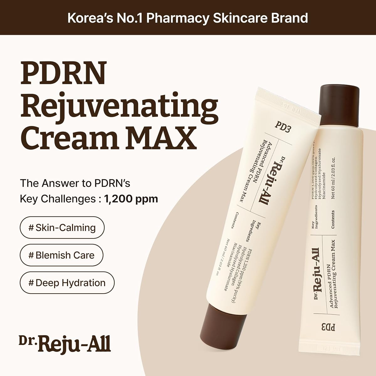 Dr.Reju-All Advanced PDRN Rejuvenating Cream - 99% Salmon DNA, 1200ppm - 60ml