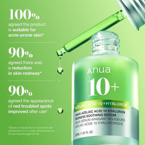Anua Azelaic Acid 10 Hyaluron Redness Soothing Serum, Facial Serum for Sensitive skin, Hyaluronic Acid, Niacinamide, Spot Care, Natural Color, Vegan, Korean Skincare (30ml/ 1.01 fl oz.) - Image 8