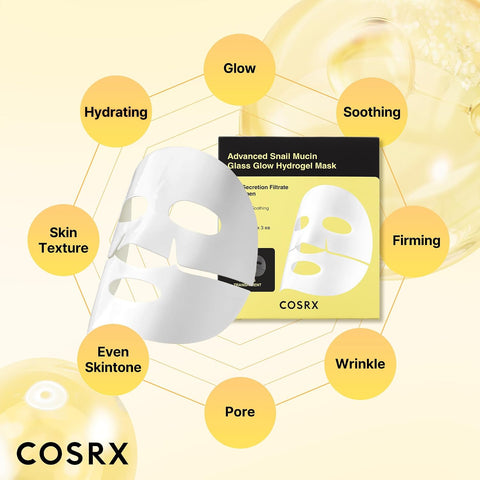 COSRX Advanced Snail Mucin Glass Glow Hydrogel Face Masks Skincare 3 EA, Collagen Face Mask, Travel Essentials, Overnight Face Mask, Korean Skin Care - Image 5