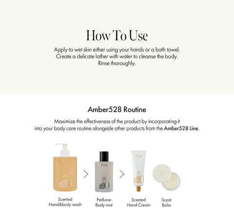 Amber528 Body Wash – Vegan, Sulfate-Free Cleanser with Yuzu & Amber, Hydrating & Soothing, pH-Balanced, Gentle for All Skin Types, Subtle Scent, 450ml / 15.22 fl. oz - Image 6