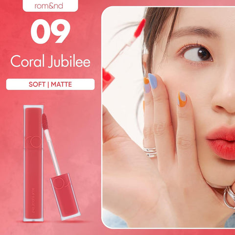 rom&nd Blur Fudge Tint | Velvety Matte Lip Stain | 09 Coral Jubilee | 5g - Image 2