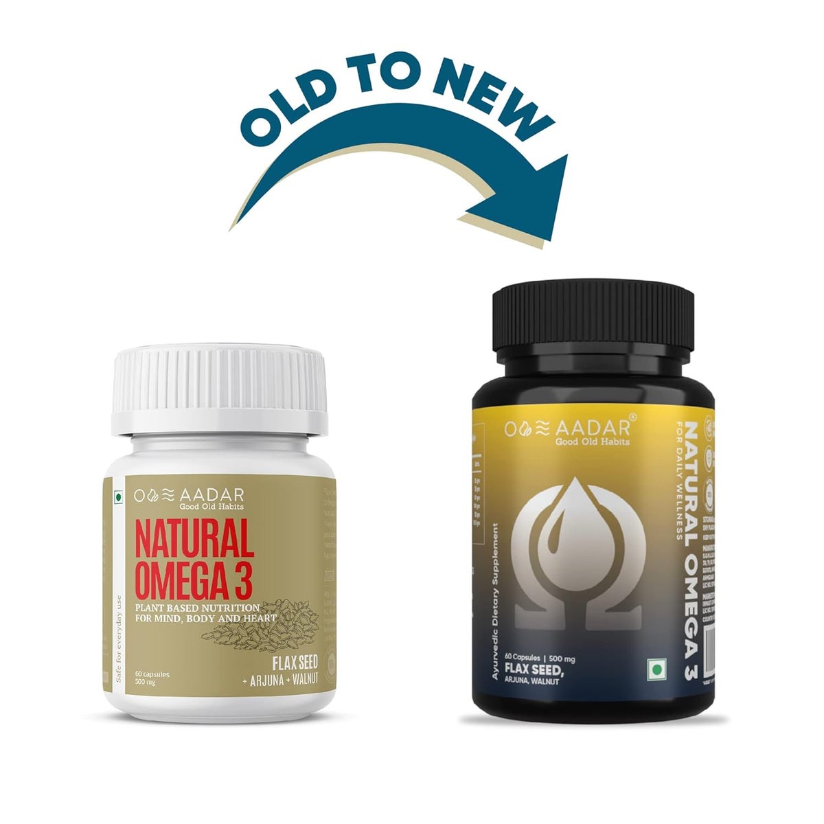 Aadar Ayurveda Natural Omega 3 Capsules - Brain & Heart Health - 60 Count - Image 2