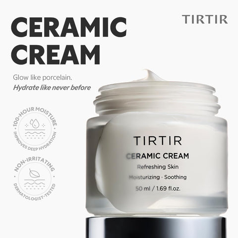 TIRTIR Natural Ceramide Cream | Deep moisturizer for Glass Skin, Polyglutamic acid, Centella Asiatica Extract, Skin barrier, Lightweight, Mild, Nature derived ingredients, Dry skin, Korean skincare - Image 3