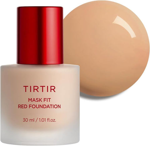 TIRTIR Mask Fit Red FoundationㅣLong Lasting Flawless Coverage, Energy Essence, Lightweight, Hydrating, Pore-Blurring, Breathable Satin Finish, Makeup, Radiant Skin, #27C Cool Beige, 1.01 Fl Oz