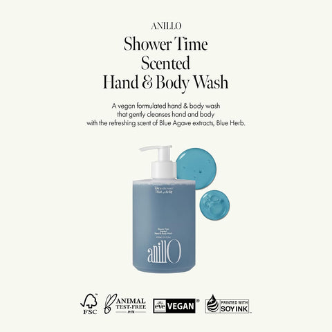 Shower Time Scented Body Wash - Vegan Hand & Body Cleanser with Ceramide & Botanical Oils, Blue Agave Scent, Free from Paraben, Sulfate, Silicone, 450ml / 15.22 fl.oz - Image 2