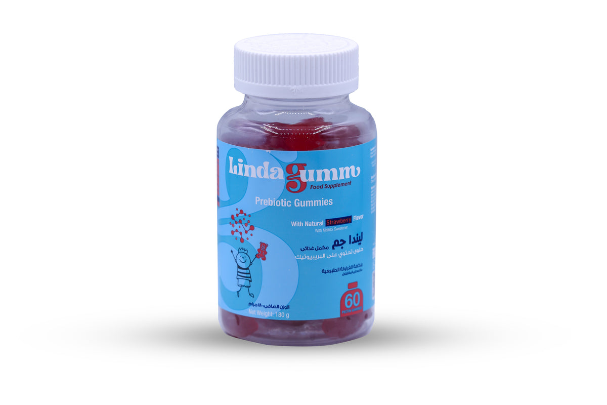 Lindagum Prebiotic Inulin Fiber 190 mg Strawberry Flavor 60 Gummies