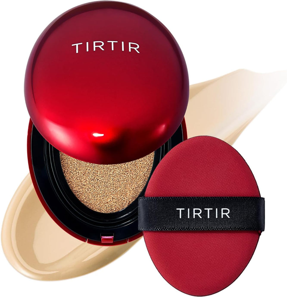 TIRTIR Mask Fit Red Cushion Foundation | Japan's No.1 Choice for Glass skin, Long-Lasting, Lightweight, Buildable Coverage, Semi-Matte (24W Soft Beige, 18g (Pack of 1))