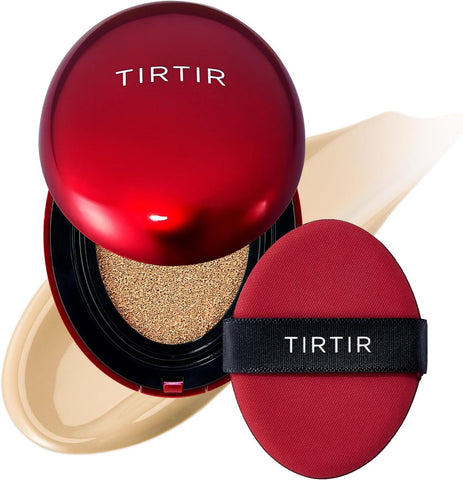 TIRTIR Mask Fit Red Cushion Foundation | Japan's No.1 Choice for Glass skin, Long-Lasting, Lightweight, Buildable Coverage, Semi-Matte (24W Soft Beige, 18g (Pack of 1))