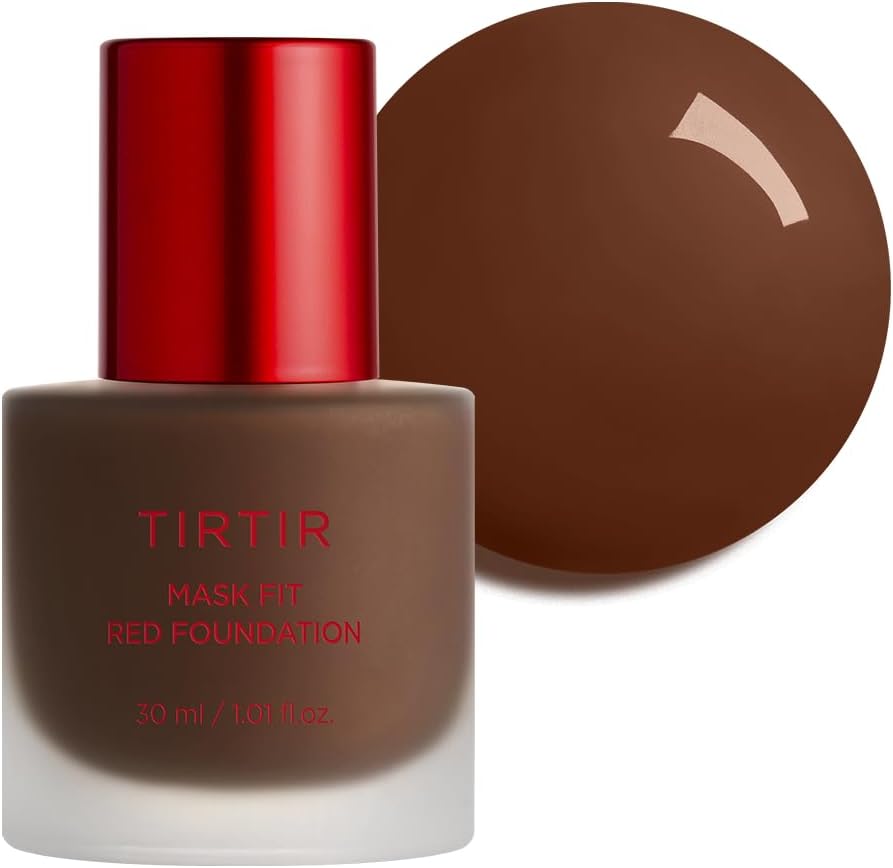 TIRTIR Mask Fit Red FoundationㅣLong Lasting Flawless Coverage, Energy Essence, Lightweight, Hydrating, Pore-Blurring, Breathable Satin Finish, Makeup, Radiant Skin, #49N Deep Chestnut, 1.01 Fl Oz