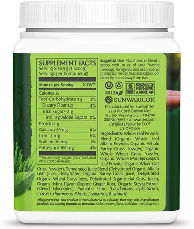 Sunwarrior Supergreens - Mint Flavour, Functional Drink Powder, 225g - Image 7