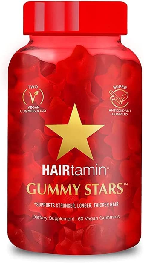 Hairtamin Gummy Stars Hair Vitamin - Vegan Gummies, 60 Count