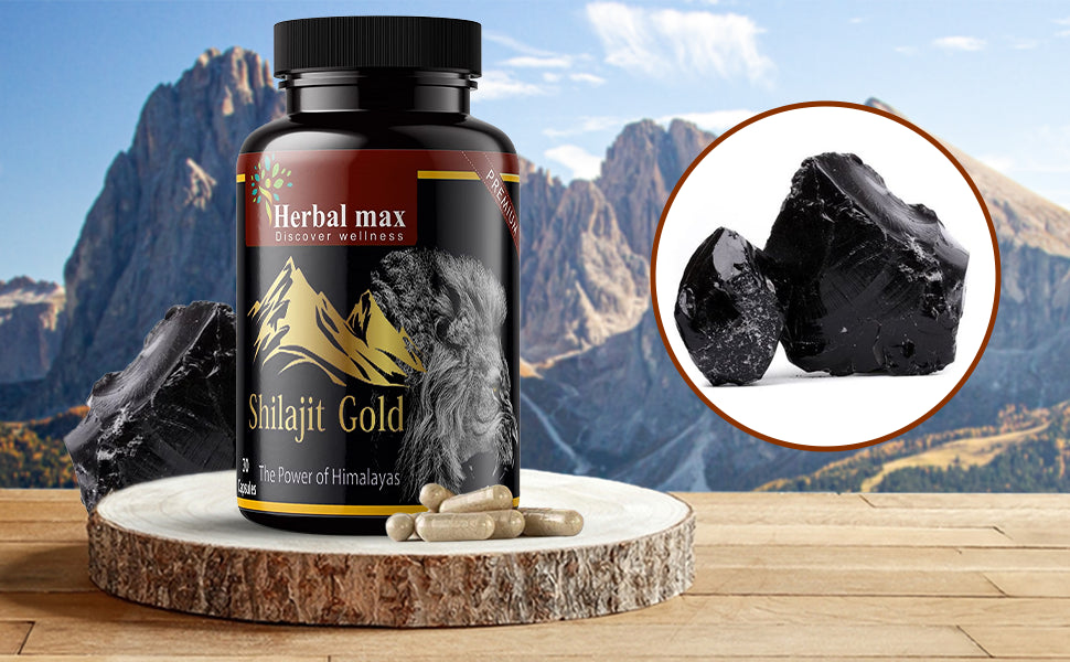 Herbal Max Herbal & Ayurvedic Shilajit Gold Extract Capsules - 800mg, 30 Count, Pack of 3 - 1