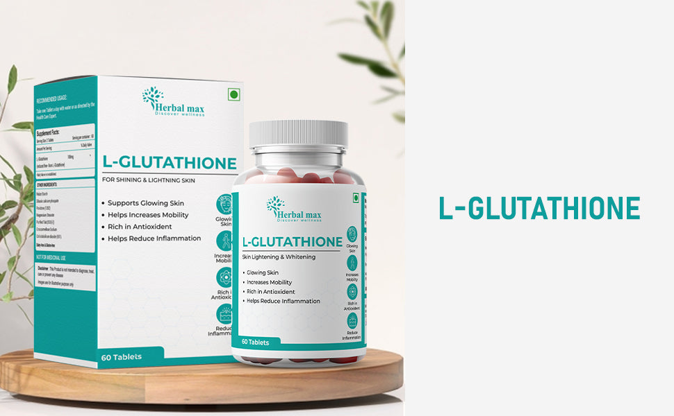 Herbal Max L-Glutathione 100 mg Tablets - Plant-Based Beauty Supplement - 60 Count - 1