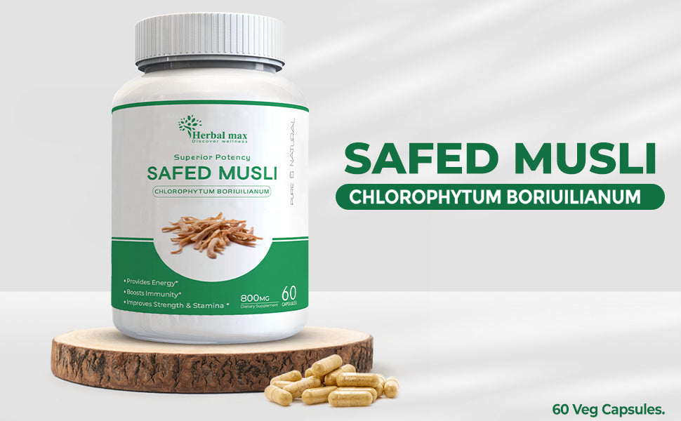 Herbal Max Safed Musli Capsules - 800mg, 60 Capsules - 1