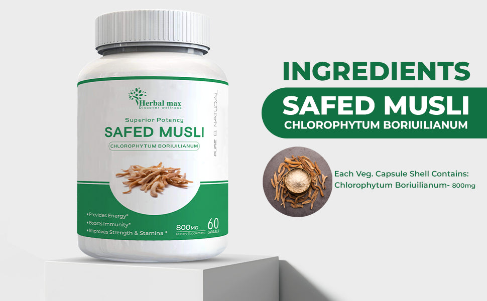 Herbal Max Safed Musli Capsules - 800mg, 60 Capsules - 2