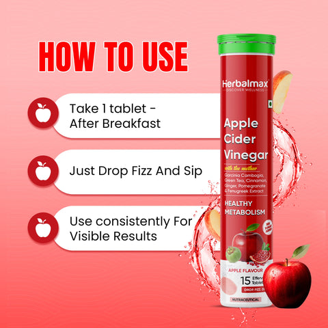 Herbal max Apple Cider Vinegar Effervescent Tablets 15 (Apple flavor)