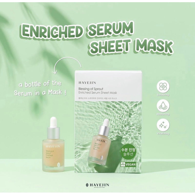 Hayejin Blessing of Sprout Enriched Serum Sheet Mask - Hydrating & Nourishing Single Use Mask - Image 2