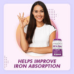 HealthyHey Iron Supplement for Women - Chelated, With Vitamin B12, Folic Acid, Vitamin C - 60 Veg Capsules - Image 4