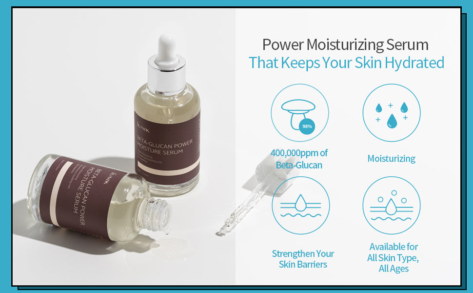 iUNIK 98% Beta-Glucan Power Deep Moisture Serum, Mushroom Yeast Extracts Ampoule, 50ml - 2